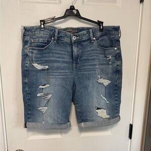 Distressed Denim Bermuda Shorts